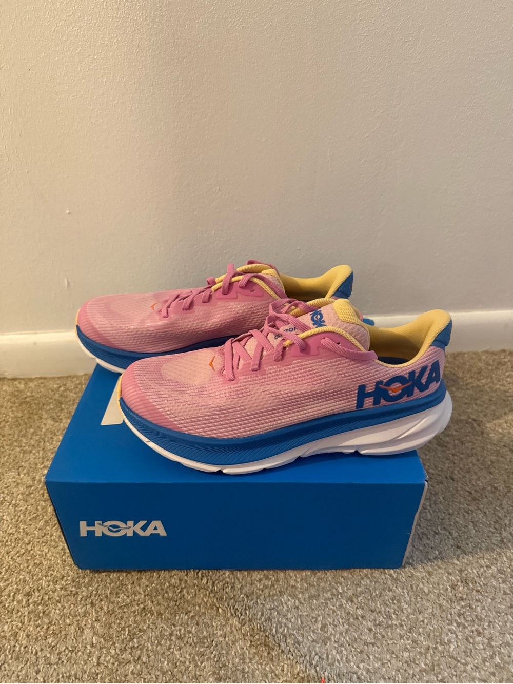 Hoka Pink, Blue & Yellow Running Shoes - Picture 1 of 6